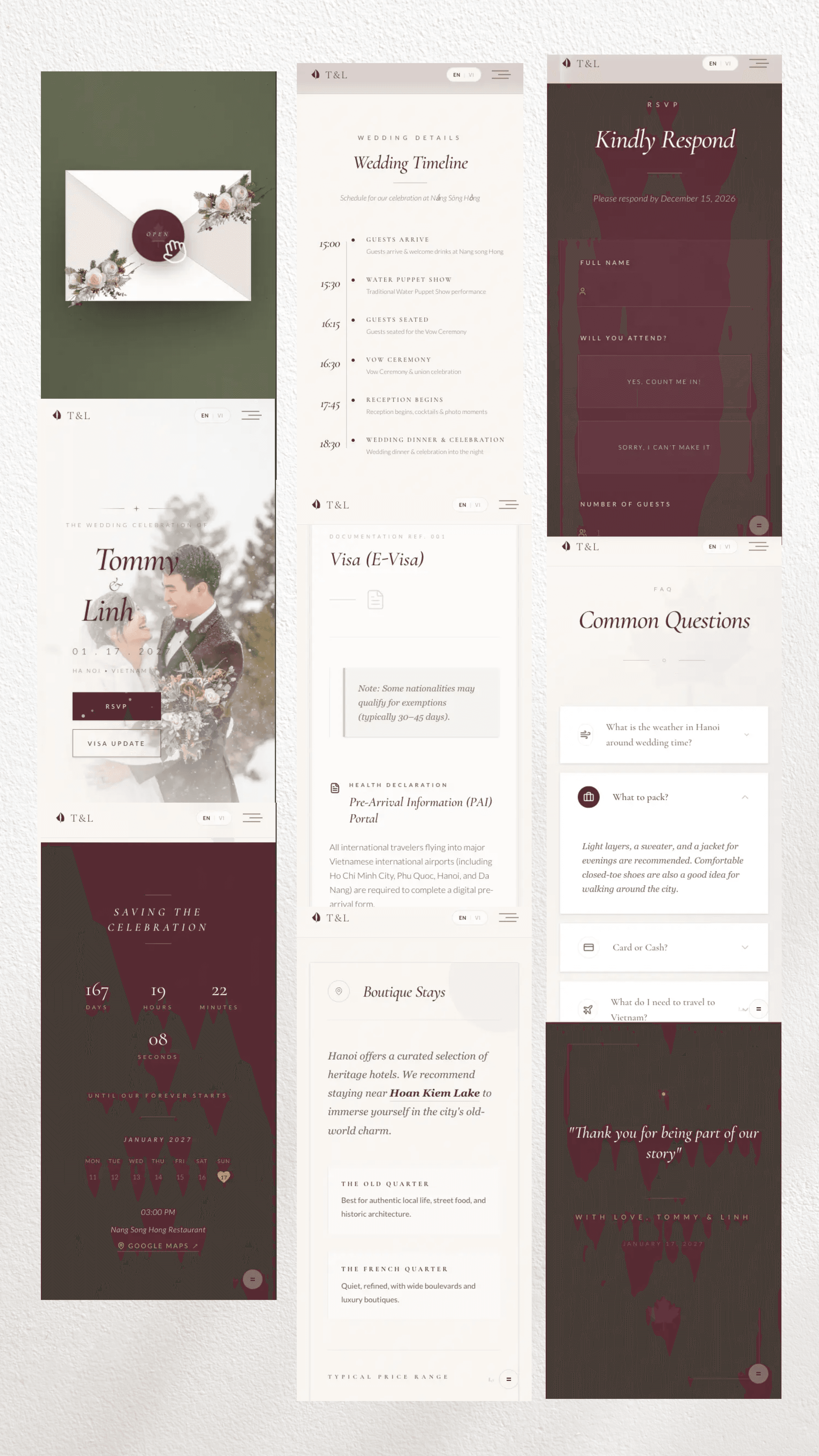Luxury Destination Wedding Website Template with Smart RSVP — Foreign Friends & Family Invitation